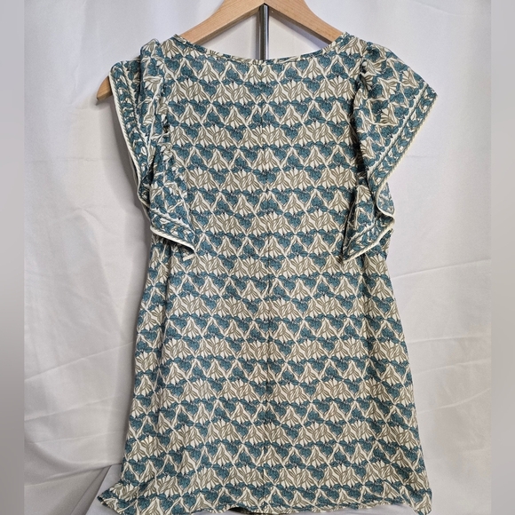Max Studio Blue Floral Ruffle Sleeve Tunic Top Size Small - Picture 4 of 6